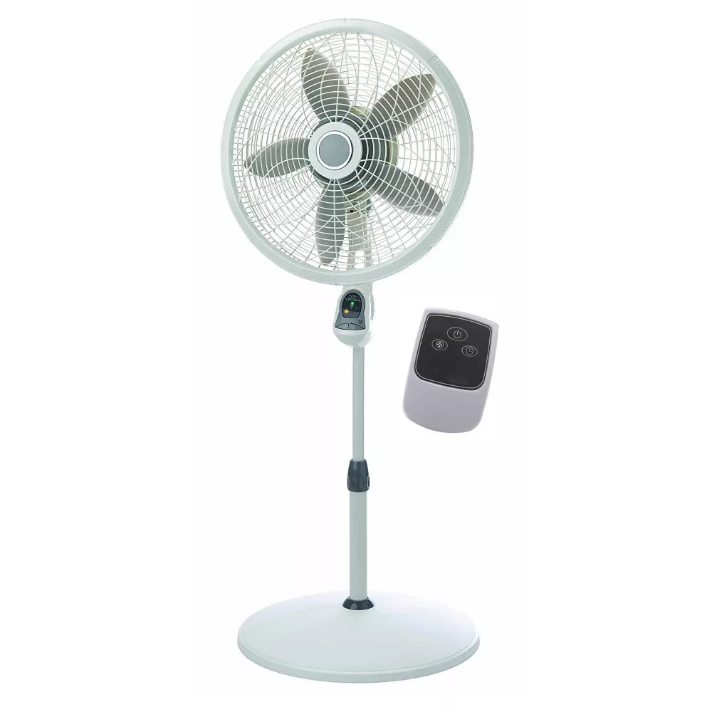 90‑Degree Oscillating Adjustable Height Pedestal Floor Fan with Remote